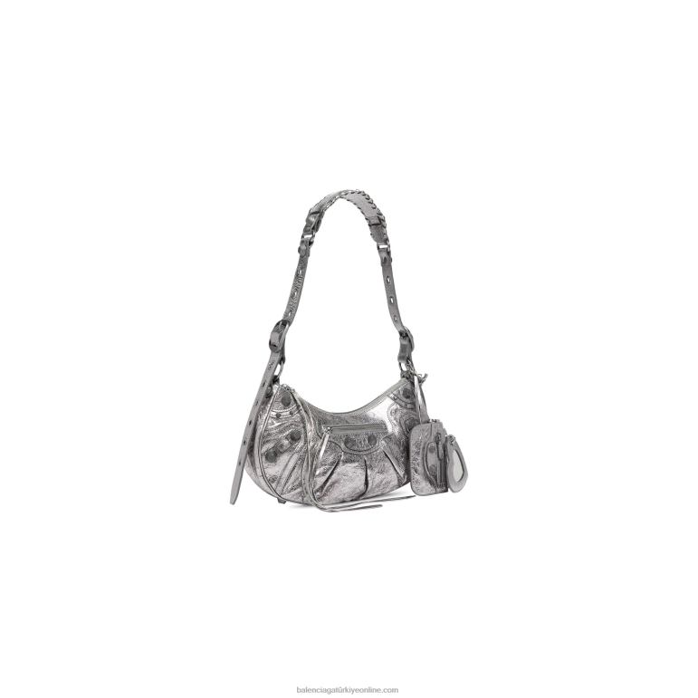 gümüş DBJ0F444 kadın le cagole metalize küçük omuz çantası Balenciaga