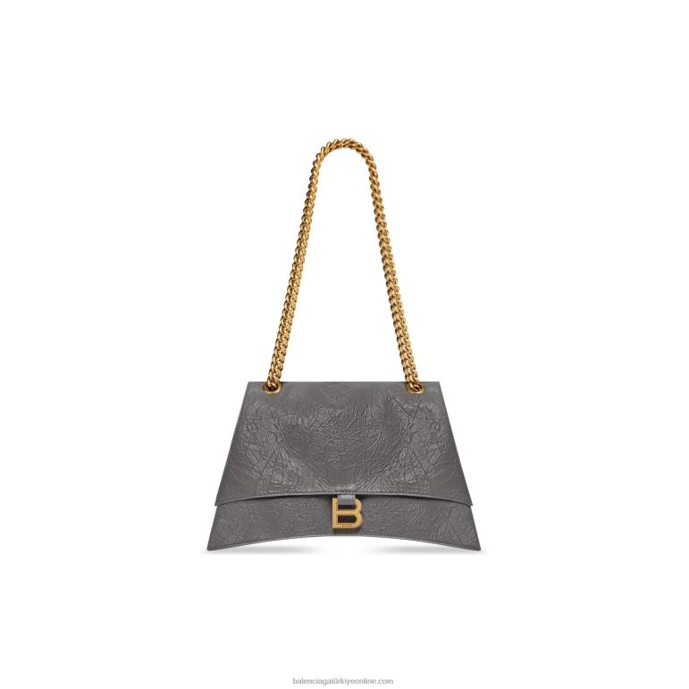 koyu gri DBJ0F326 kadınlar orta boy zincir çantayı eziyor Balenciaga