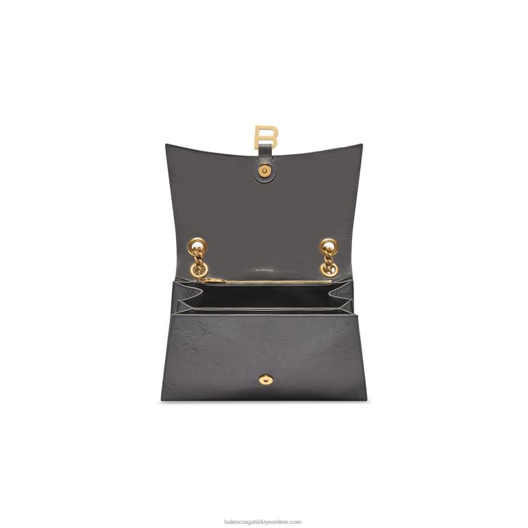 koyu gri DBJ0F326 kadınlar orta boy zincir çantayı eziyor Balenciaga