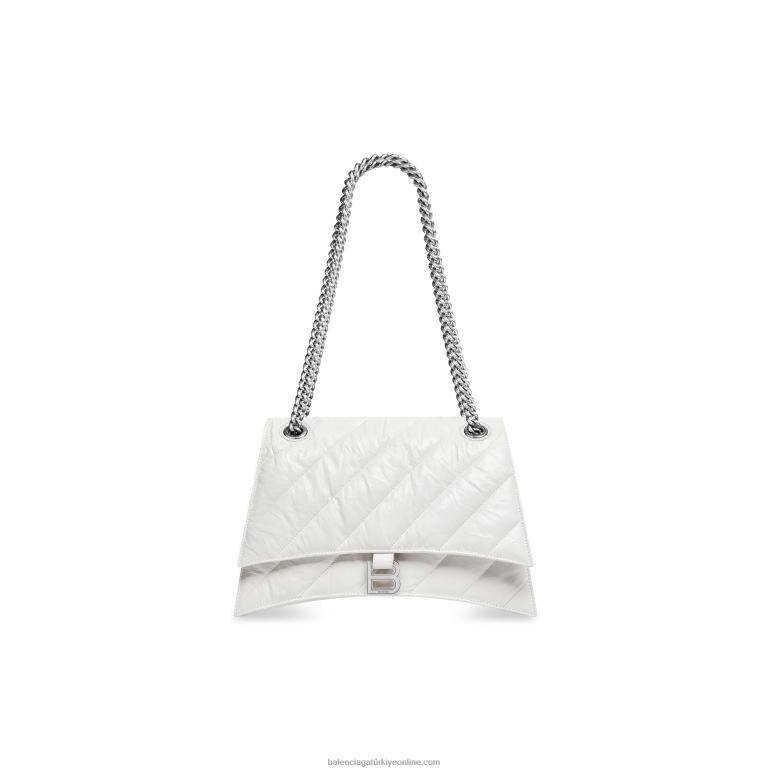 optik beyaz DBJ0F302 kadın kapitone orta boy zincir çanta ezmek Balenciaga