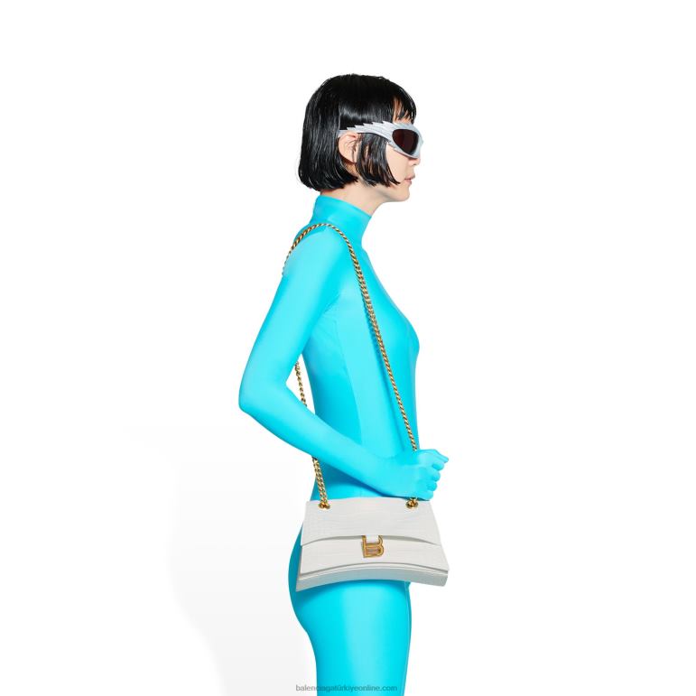 optik beyaz DBJ0F328 kadınlar küçük zincir çanta timsah kabartmalı ezmek Balenciaga