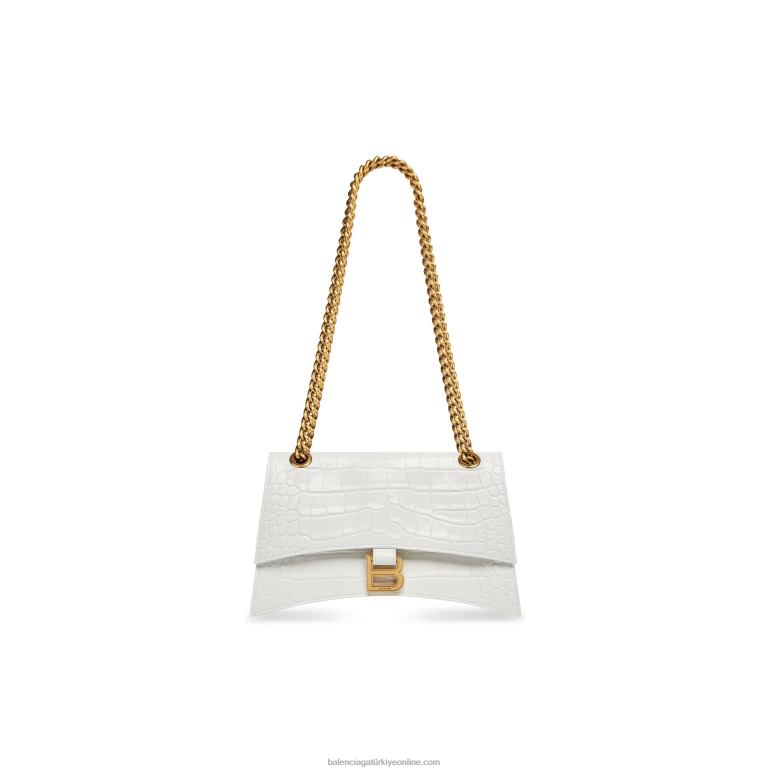 optik beyaz DBJ0F328 kadınlar küçük zincir çanta timsah kabartmalı ezmek Balenciaga