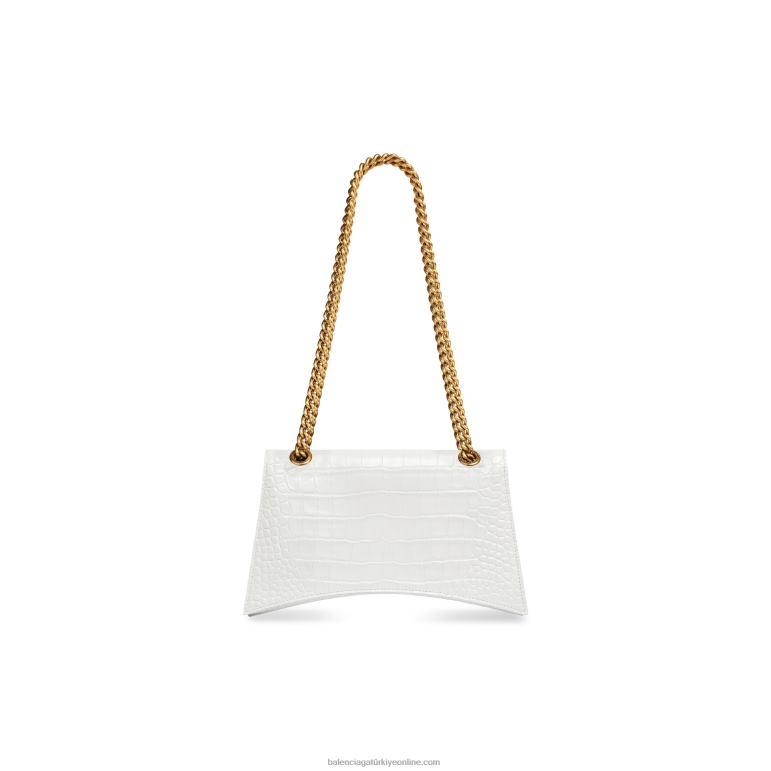 optik beyaz DBJ0F328 kadınlar küçük zincir çanta timsah kabartmalı ezmek Balenciaga