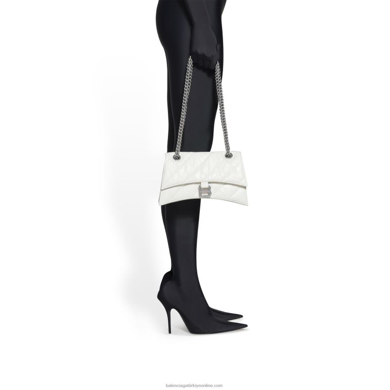 optik beyaz DBJ0F331 kadın küçük zincir çanta kapitone ezmek Balenciaga