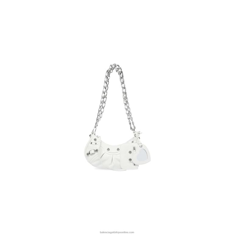 optik beyaz DBJ0F382 Kadın le cagole xs zincirli omuz çantası Balenciaga