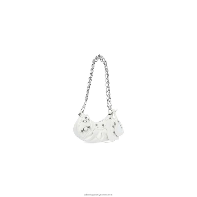 optik beyaz DBJ0F382 Kadın le cagole xs zincirli omuz çantası Balenciaga