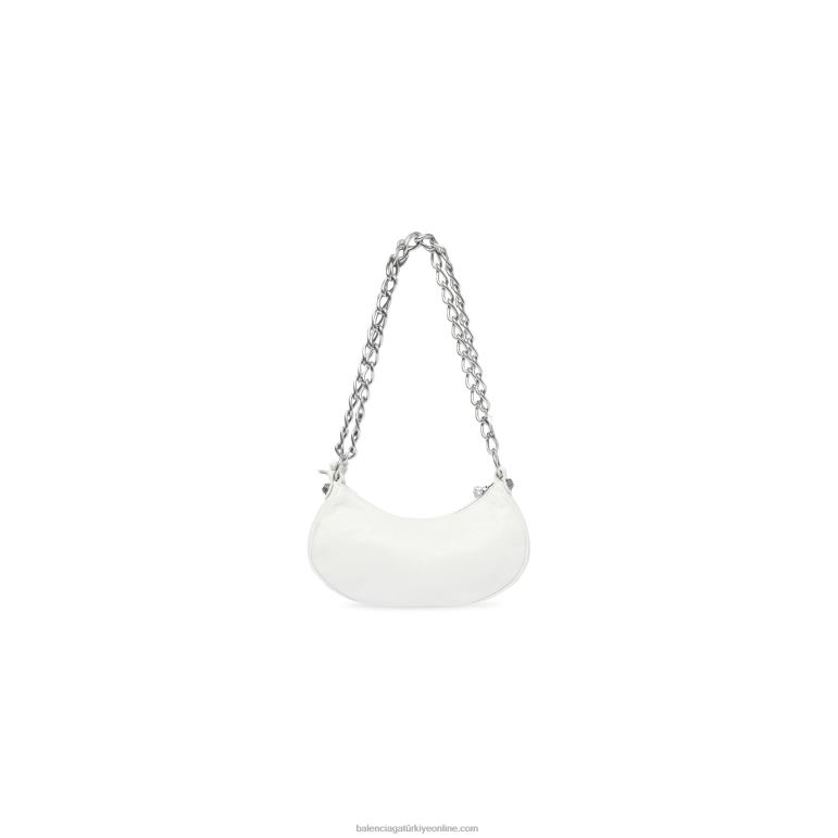 optik beyaz DBJ0F382 Kadın le cagole xs zincirli omuz çantası Balenciaga