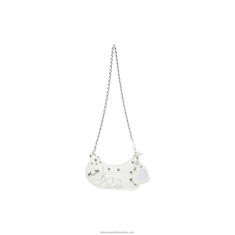 optik beyaz DBJ0F382 Kadın le cagole xs zincirli omuz çantası Balenciaga