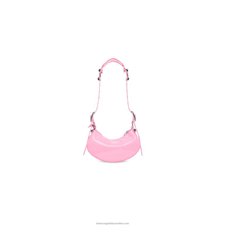 pembe DBJ0F483 Patent kumaşlı kadın le cagole xs omuz çantası Balenciaga