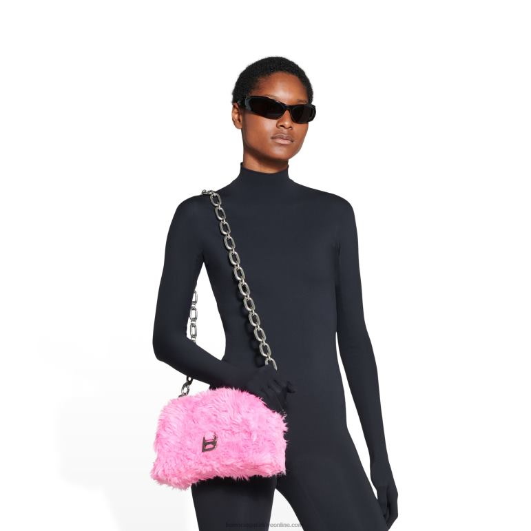 pembe DBJ0F541 zincir sahte kürk ile kadın şehir merkezinde xs omuz çantası Balenciaga