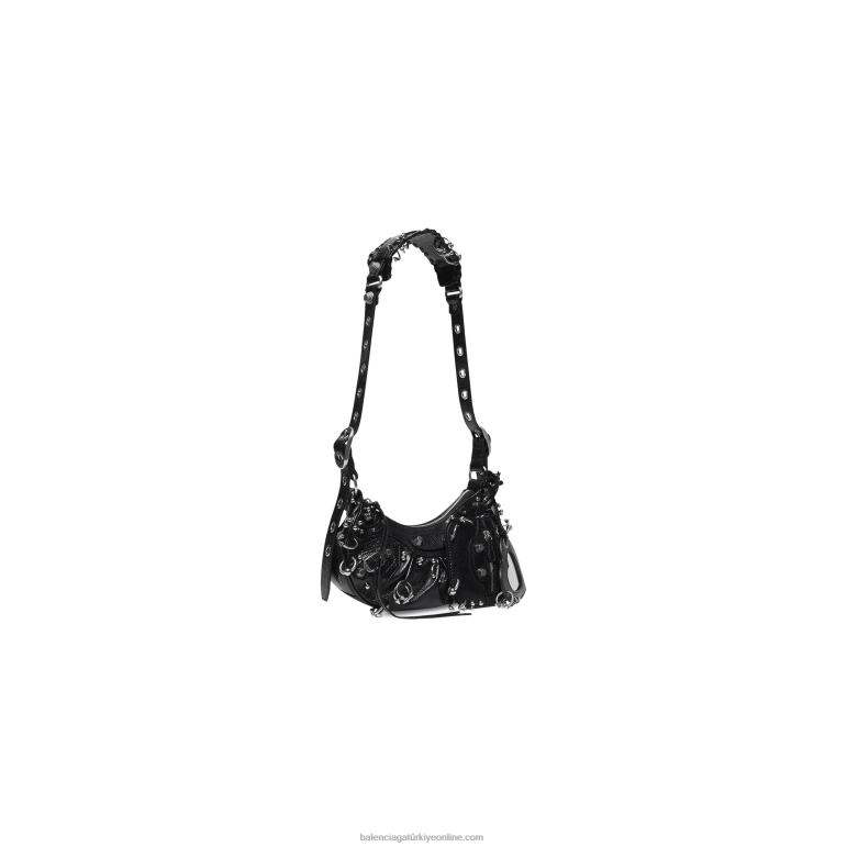 siyah DBJ0F282 kadın le cagole xs piercing ile omuz çantası Balenciaga
