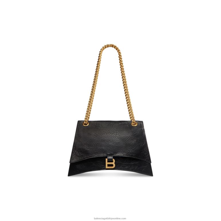 siyah DBJ0F325 kadınlar orta boy zincir çantayı eziyor Balenciaga