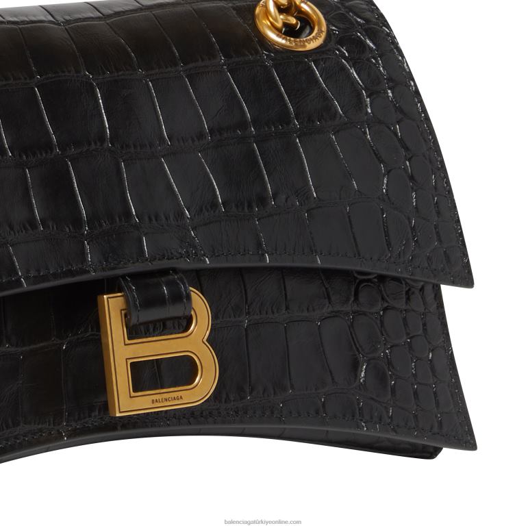 siyah DBJ0F329 kadınlar küçük zincir çanta timsah kabartmalı ezmek Balenciaga