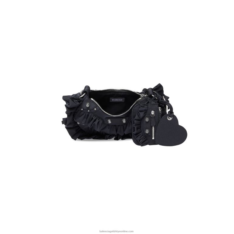 siyah DBJ0F374 kadın le cagole xs fırfırlı omuz çantası Balenciaga
