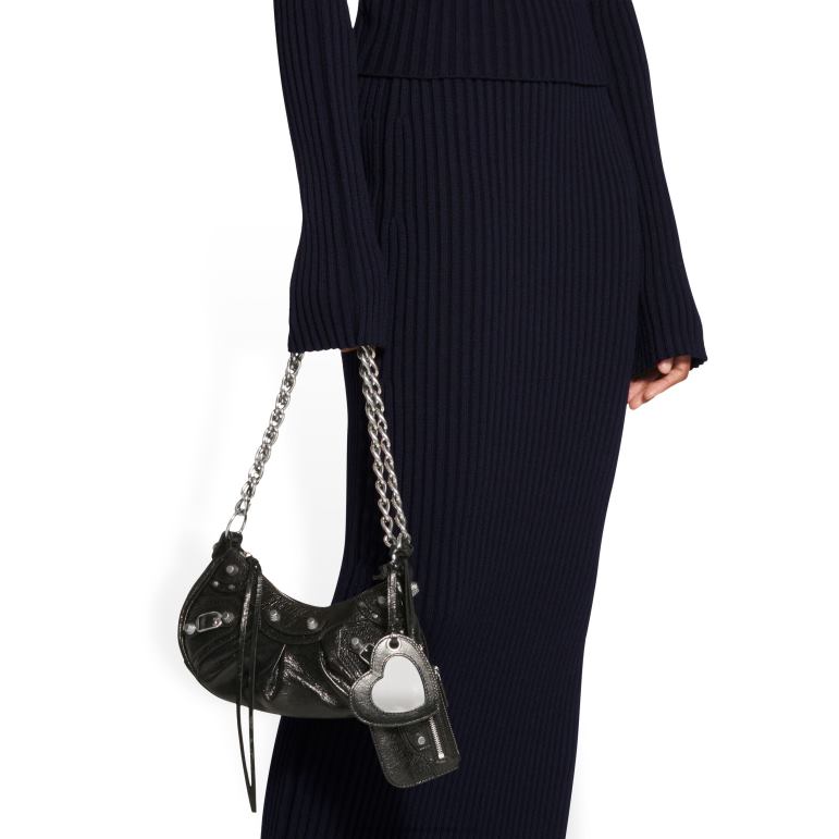 siyah DBJ0F381 Kadın le cagole xs zincirli omuz çantası Balenciaga