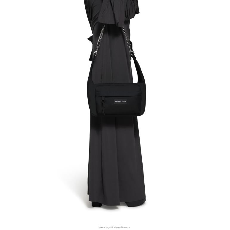 siyah DBJ0F425 zincirli kadın raver orta boy çanta Balenciaga
