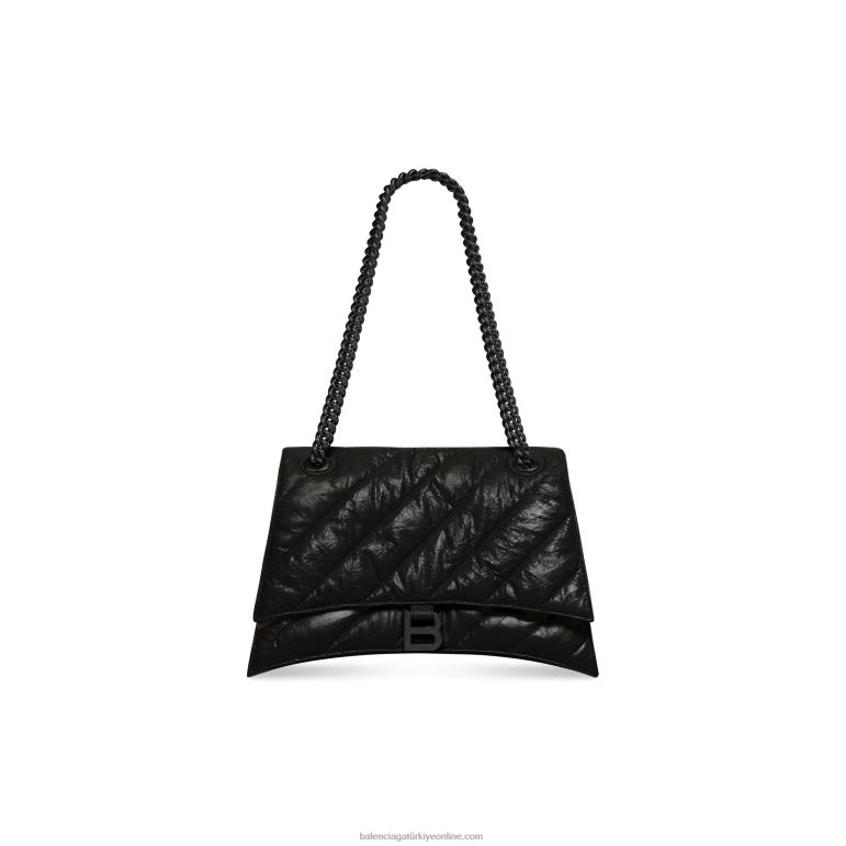 siyah DBJ0F435 kadın kapitone orta boy zincir çanta ezmek Balenciaga