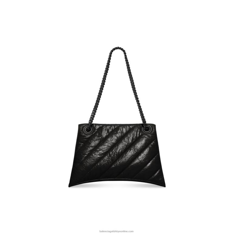 siyah DBJ0F435 kadın kapitone orta boy zincir çanta ezmek Balenciaga