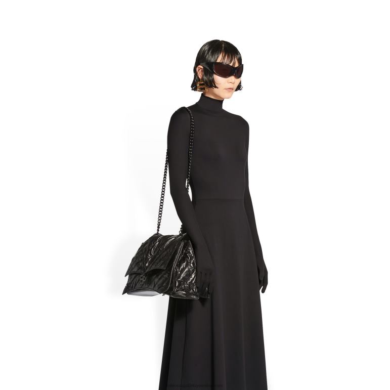 siyah DBJ0F452 kadınlar kapitone büyük zincir çanta ezmek Balenciaga