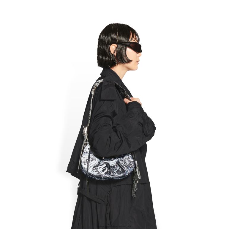 siyah DBJ0F491 kadın le cagole xs omuz çantası grafiti Balenciaga