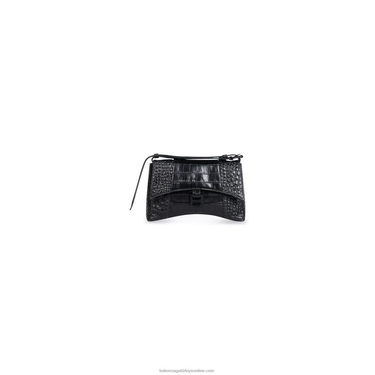 siyah DBJ0F538 Kadınlar şehir merkezinde xs omuzdan askili çanta timsah kabartmalı Balenciaga