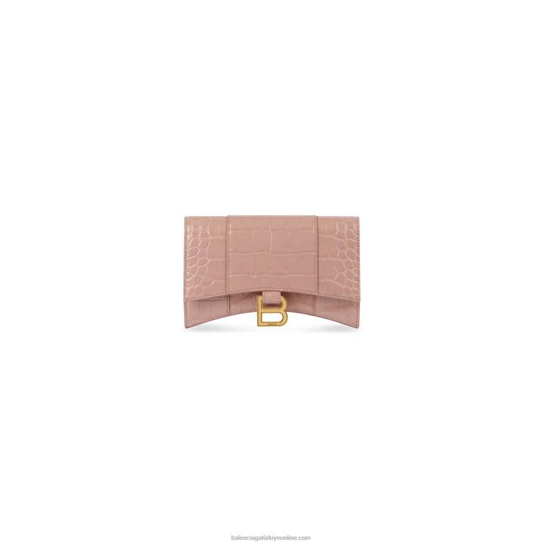 bej DBJ0F349 zincir timsah kabartmalı kadın kum saati cüzdan Balenciaga