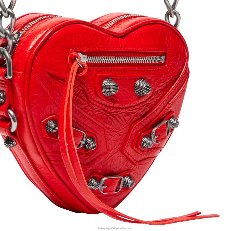 kırmızı DBJ0F370 kadın le cagole kalp mini çanta Balenciaga