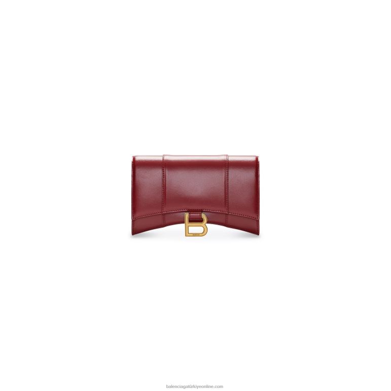 kırmızı DBJ0F379 zincir kutu üzerinde kadın kum saati cüzdan Balenciaga