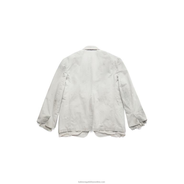 açık gri DBJ0F904 kadın minimal kargo özel dikim ceket Balenciaga