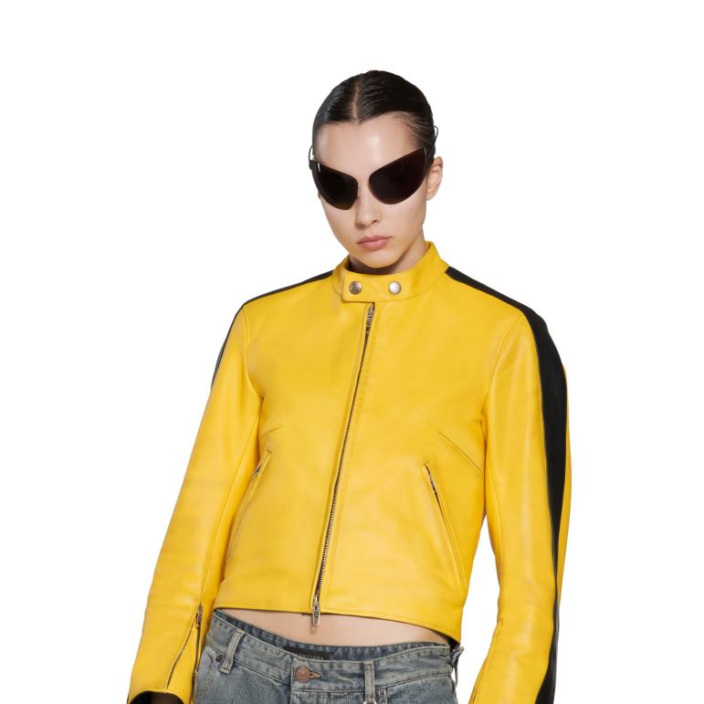 elektrik mavisi DBJ0F44 kadın yarışçı ceketi küçüldü Balenciaga