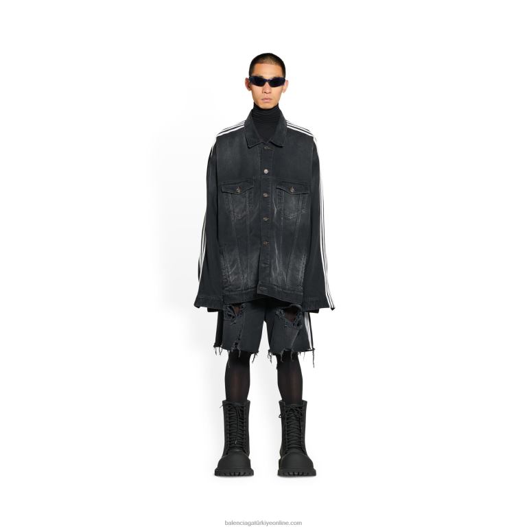 siyah DBJ0F1087 kadın adidas büyük boy ceket Balenciaga