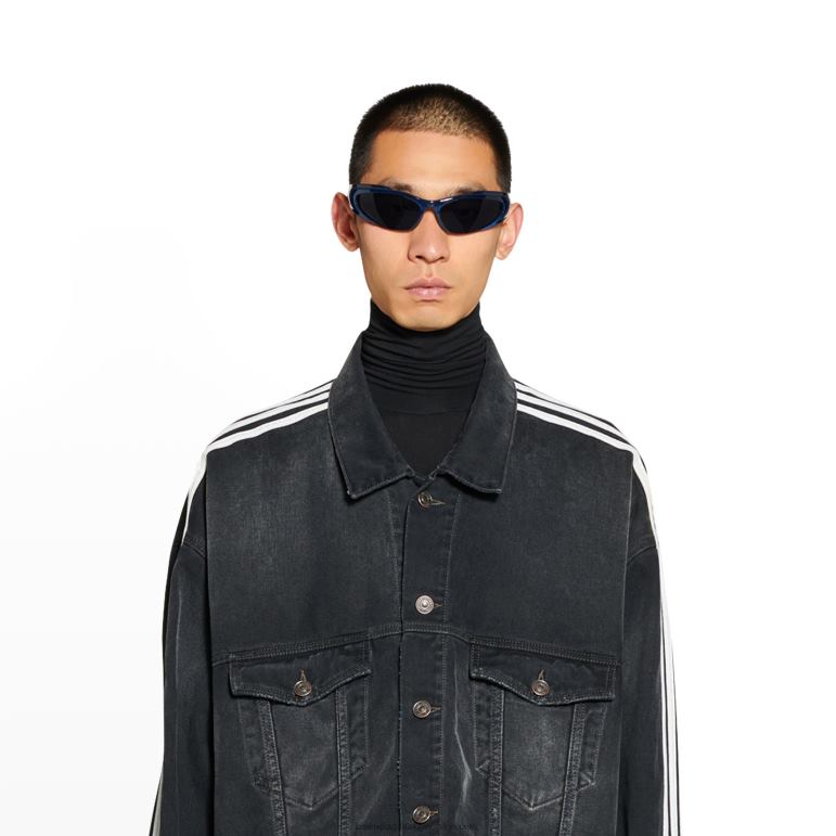 siyah DBJ0F1087 kadın adidas büyük boy ceket Balenciaga