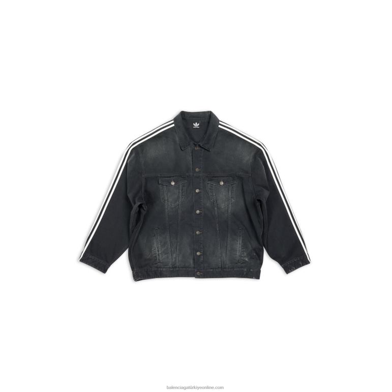 siyah DBJ0F1087 kadın adidas büyük boy ceket Balenciaga