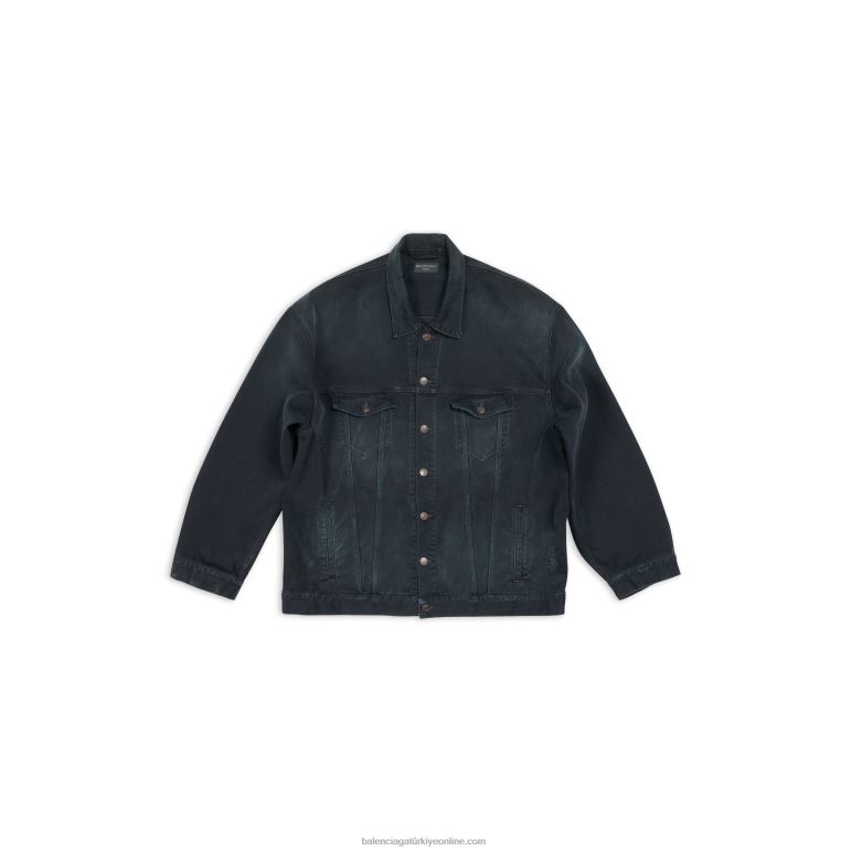 siyah DBJ0F1096 kadın elle çizilmiş bb simgesi büyük boy ceket Balenciaga