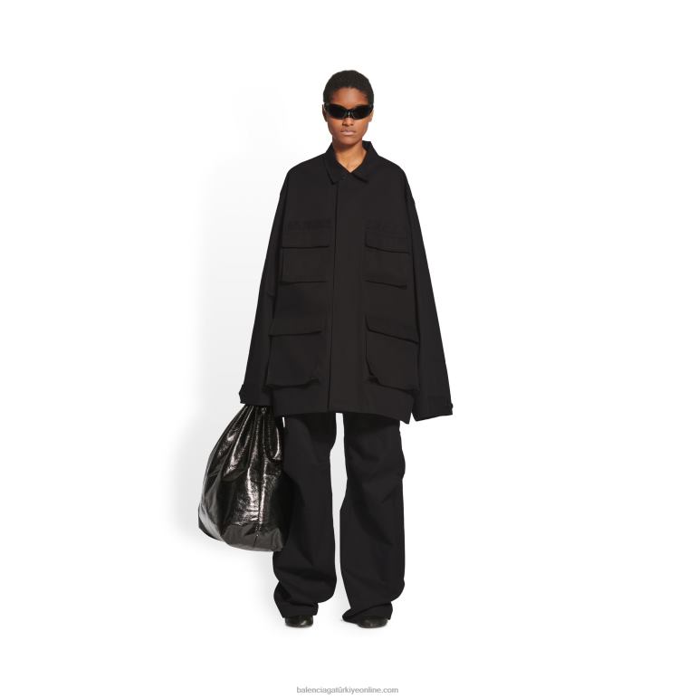 siyah DBJ0F1125 kadın kargo ceket Balenciaga