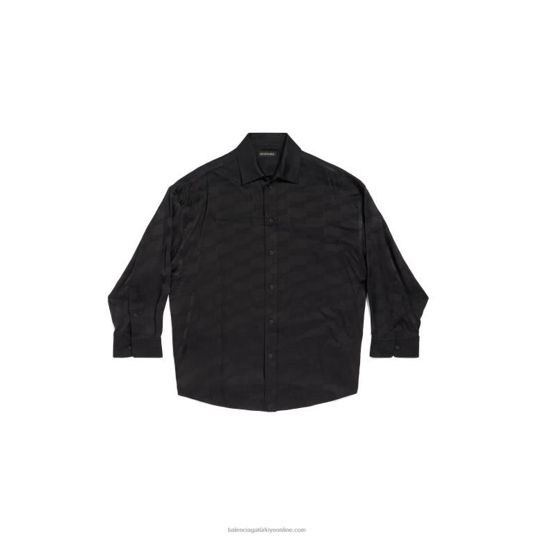 Parlak pembe DBJ0F37 kadın bb tuğrası sıvı gömlek büyük boy Balenciaga