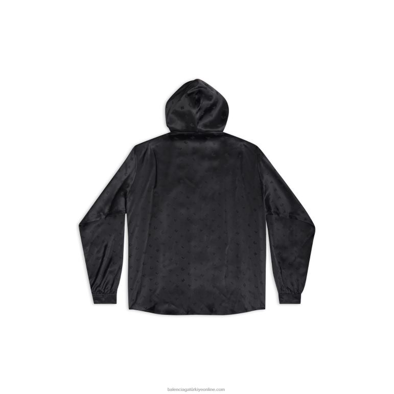 açık bej DBJ0F20 kapüşonlu bluzun her yerinde kadın logosu harfleri Balenciaga