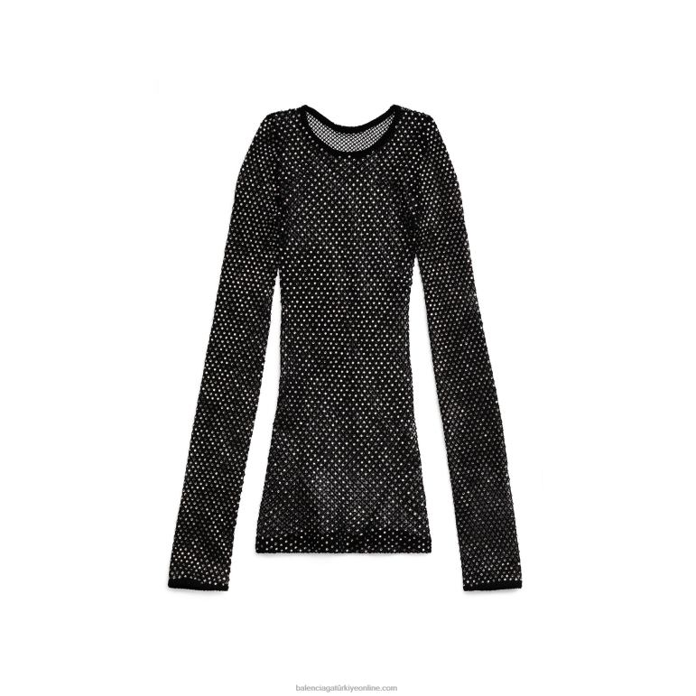 açık gri DBJ0F6 kadın kristal örgü üst Balenciaga