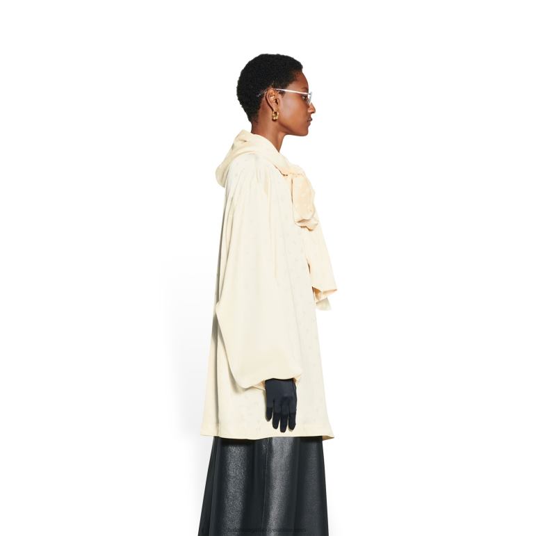 optik beyaz DBJ0F19 kapüşonlu bluzun her yerinde kadın logosu harfleri Balenciaga