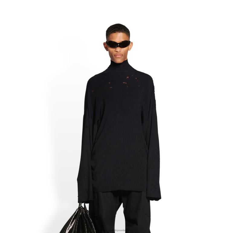 siyah DBJ0F1142 kadın balıkçı yaka kazağı yok etti Balenciaga