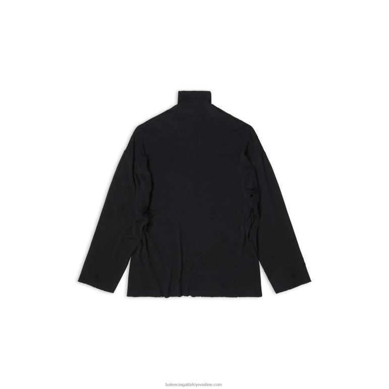 siyah DBJ0F1142 kadın balıkçı yaka kazağı yok etti Balenciaga