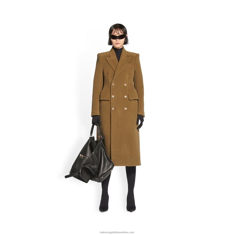 Koyu bej DBJ0F114 kadın kum saati ceket Balenciaga