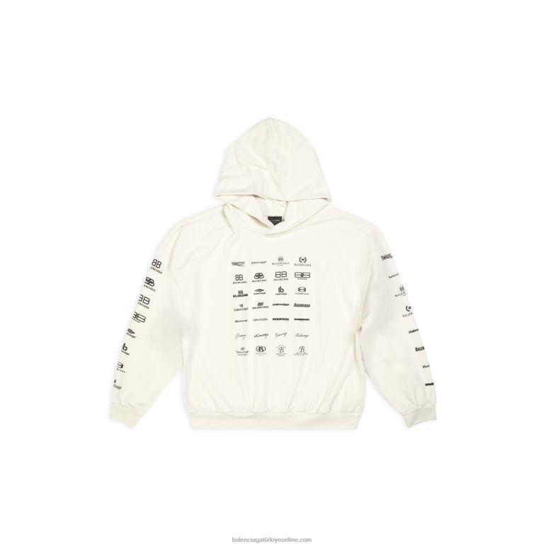 açık bej DBJ0F945 kadın arşivleri logolar kapşonlu orta kesim Balenciaga