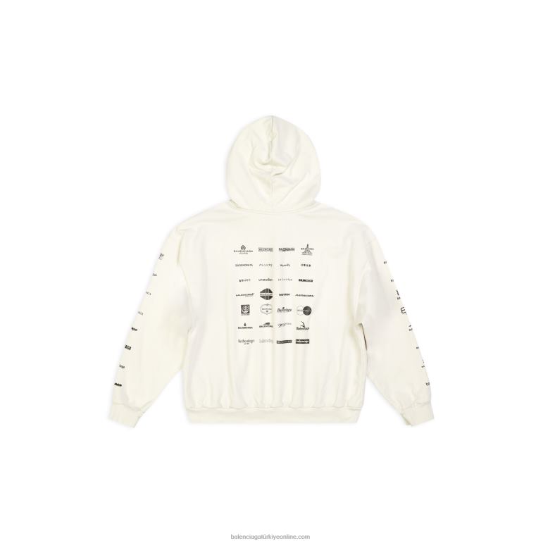 açık bej DBJ0F945 kadın arşivleri logolar kapşonlu orta kesim Balenciaga