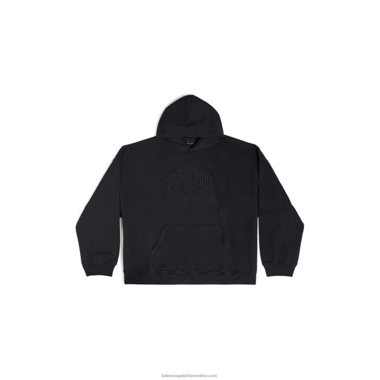 siyah DBJ0F1021 kadın şehirler paris hoodie büyük boy Balenciaga