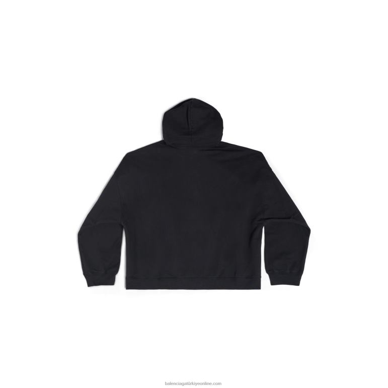 siyah DBJ0F1021 kadın şehirler paris hoodie büyük boy Balenciaga