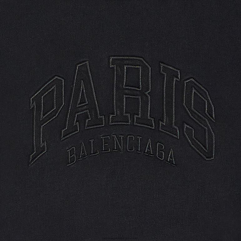 siyah DBJ0F1021 kadın şehirler paris hoodie büyük boy Balenciaga