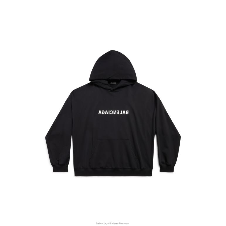 siyah DBJ0F1060 kadın ayna kapşonlu büyük boy Balenciaga