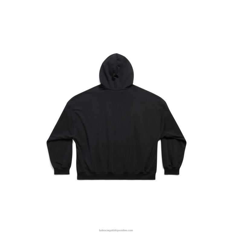siyah DBJ0F1060 kadın ayna kapşonlu büyük boy Balenciaga