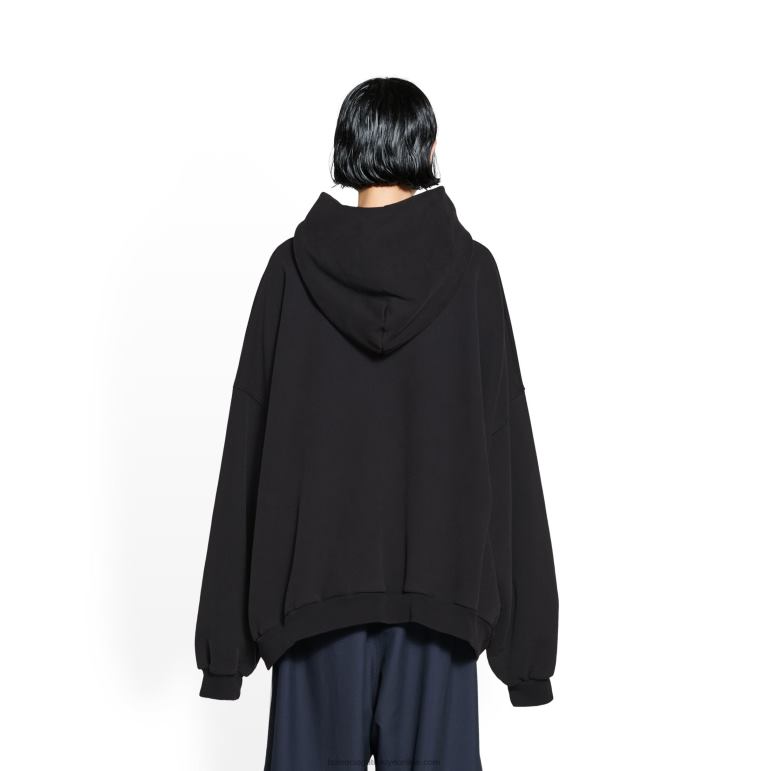 siyah DBJ0F931 kadın adidas kapşonlu geniş kesim Balenciaga